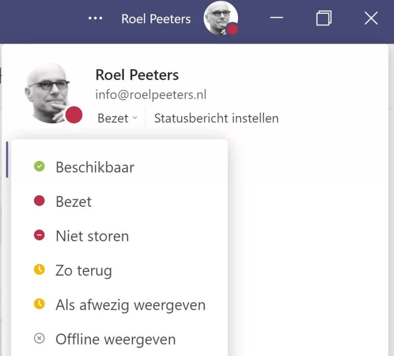 Beschikbaarheid aangeven in Microsoft Teams